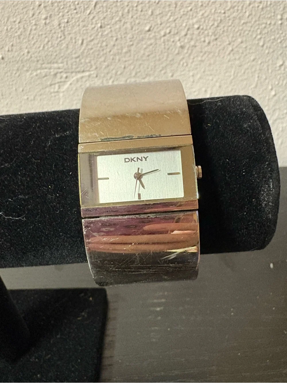 DKNY T10603 Stainless Steel Rectangular Cuff Bracelet Watch Untested